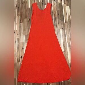 Zara Vibrant Orange Knit Maxi Dress with Low Cut “U” Back —Size Woman’s M